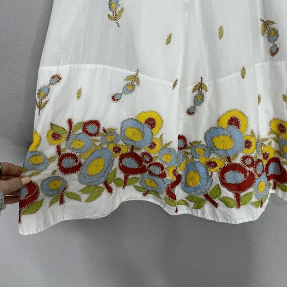 Whistles Skirt Womens 10 White Floral Embroidered Midi Boho Cottagecore Country - Picture 4 of 13
